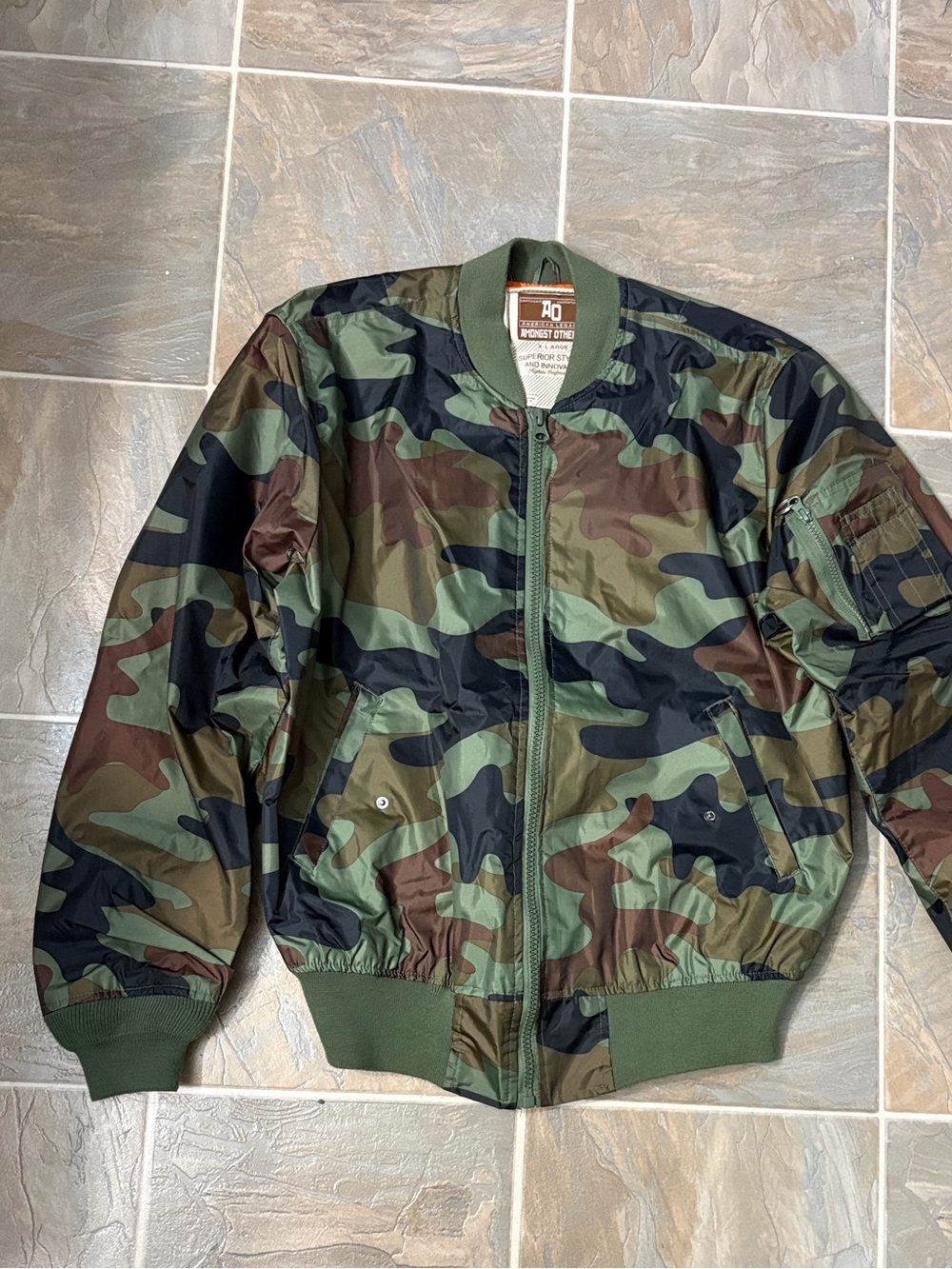 Camo Bomber Jacket in Green - AP Outfitters